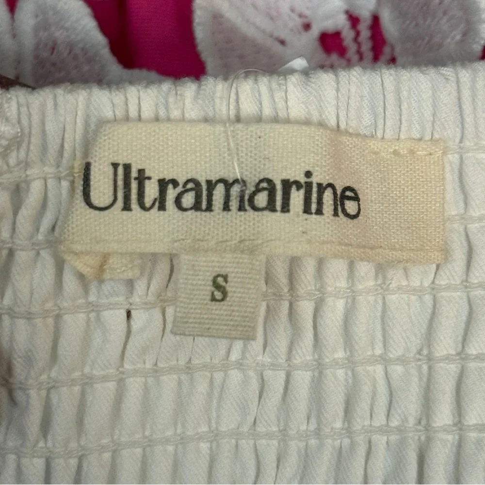 Ultramarine Pink white Crochet Detail Floral Dress Sz S Boho Kentucky Derby - Picture 3 of 10